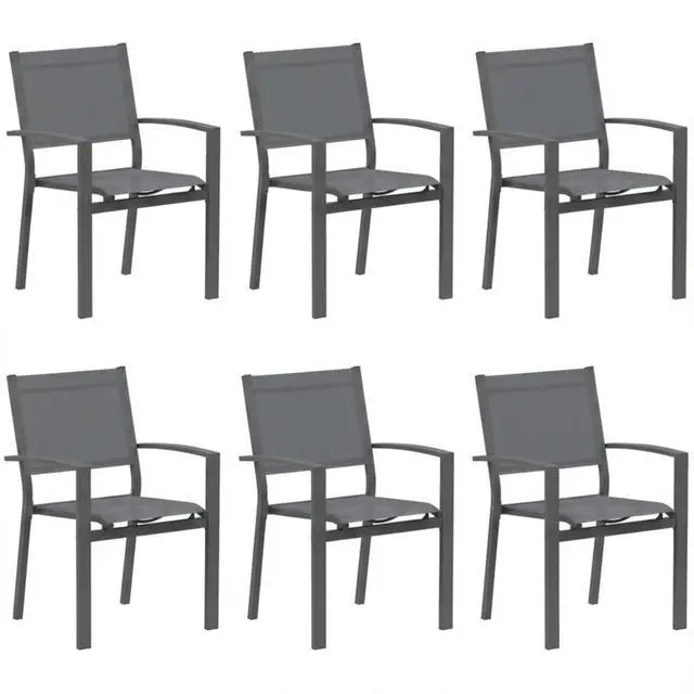 Main image of Heavy Duty Metal Patio Dining Chairs w/Breathable Textilene Mesh Fabric for Garden, Modern Grey Outdoor Accent Armchairs w/Powder Coated Iron Frame for Porch, Deck, Backyard, Set of 6
