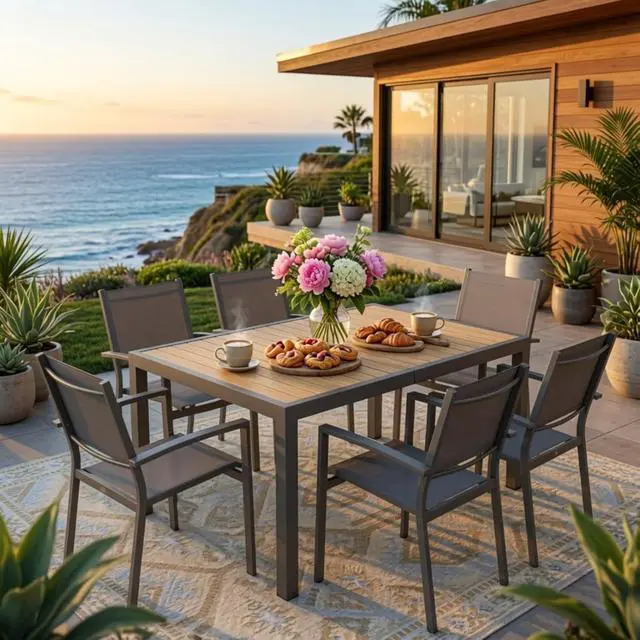 Alt view image 2 of 7 - Heavy Duty Metal Patio Dining Chairs w/Breathable Textilene Mesh Fabric for Garden, Modern Grey Outdoor Accent Armchairs w/Powder Coated Iron Frame for Porch, Deck, Backyard, Set of 6
