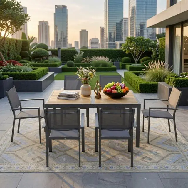 Alt view image 6 of 7 - Heavy Duty Metal Patio Dining Chairs w/Breathable Textilene Mesh Fabric for Garden, Modern Grey Outdoor Accent Armchairs w/Powder Coated Iron Frame for Porch, Deck, Backyard, Set of 6