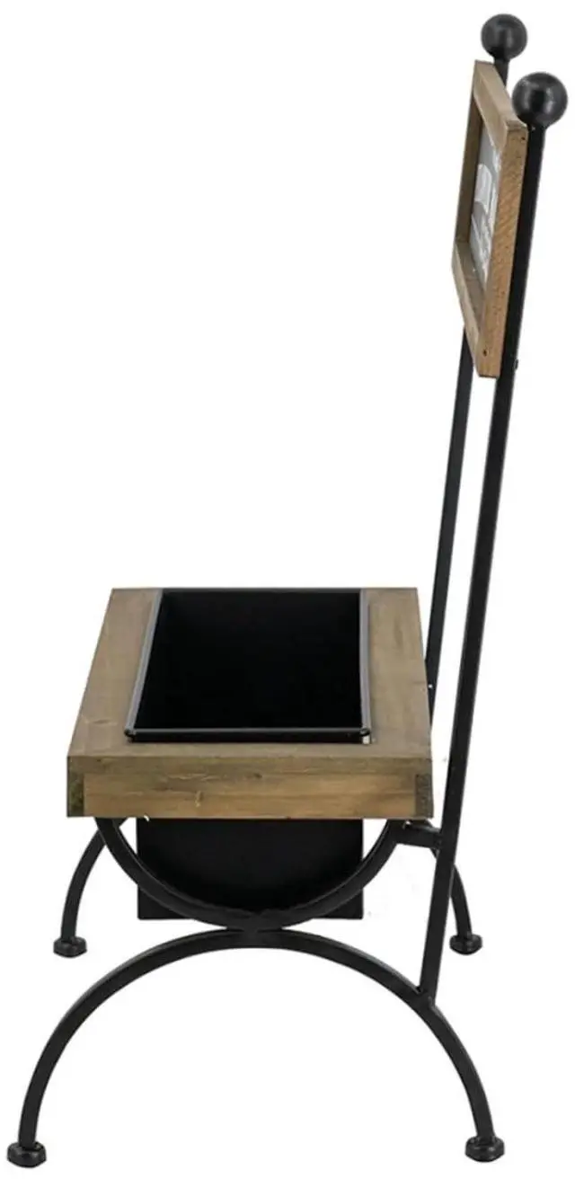 Alt view image 4 of 5 - Planter Set with Wooden Legs and Rope Texture for Backyard, Living Room, Lawn, Outdoor Flower Pot Set with Classic Design for Growing Flowers, Herbs, Plants (Black+Brown + Wood+Metal-1)