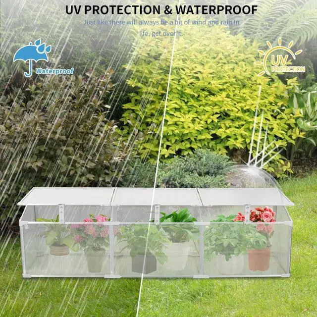 Alt view image 4 of 7 - Outdoor Patio Greenhouse with Sliding Door and Drainage Gutter System for Lawn, Backyard, Garden, Green House with Aluminum Frame and an Adjustable Roof for Growing Flowers, Plants (Silver 6*2FT)