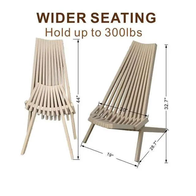 Alt view image 2 of 7 - Premium Acacia Wood Folding Lounge Chairs w/Ergonomic High Back and Slatted Seat for Garden, All Weather Outdoor Foldable Accent Chairs w/Solid Wood Frame for Porch, Bistro, Camping, Set of 2 (Beige)