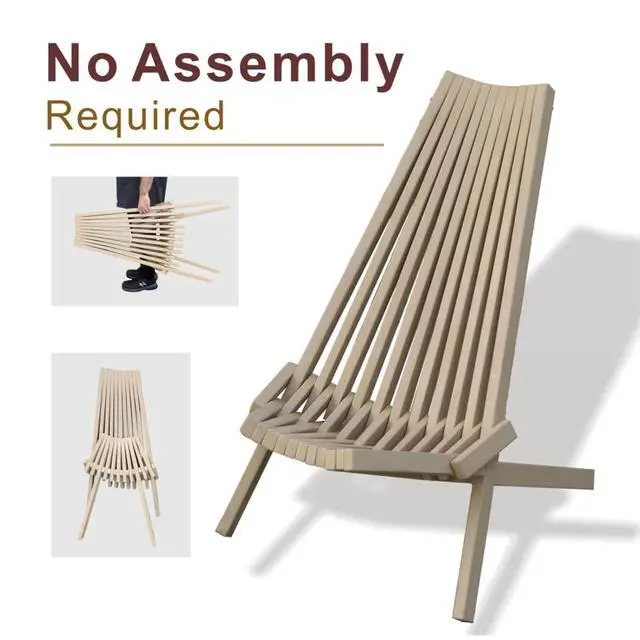Alt view image 7 of 7 - Premium Acacia Wood Folding Lounge Chairs w/Ergonomic High Back and Slatted Seat for Garden, All Weather Outdoor Foldable Accent Chairs w/Solid Wood Frame for Porch, Bistro, Camping, Set of 2 (Beige)