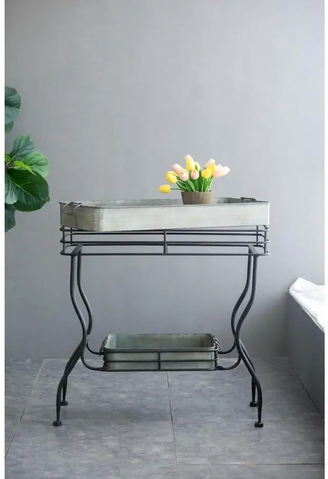 Main image of Planter Set with Wooden Legs and Rope Texture for Backyard, Living Room, Lawn, Outdoor Flower Pot Set with Classic Design for Growing Flowers, Herbs, Plants (Antique Gray + Iron-1)