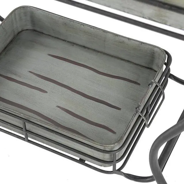 Alt view image 5 of 7 - Planter Set with Wooden Legs and Rope Texture for Backyard, Living Room, Lawn, Outdoor Flower Pot Set with Classic Design for Growing Flowers, Herbs, Plants (Antique Gray + Iron-1)