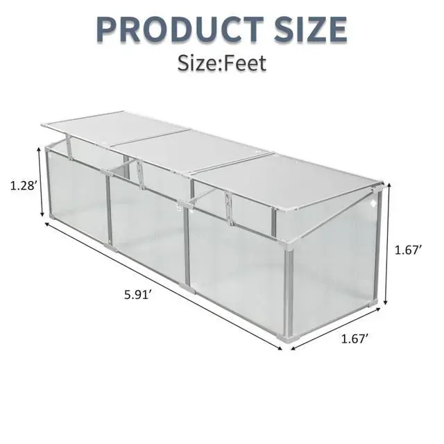 Alt view image 6 of 7 - Outdoor Patio Greenhouse with Sliding Door and Drainage Gutter System for Lawn, Backyard, Garden, Green House with Aluminum Frame and an Adjustable Roof for Growing Flowers, Plants (Silver 6*2FT)