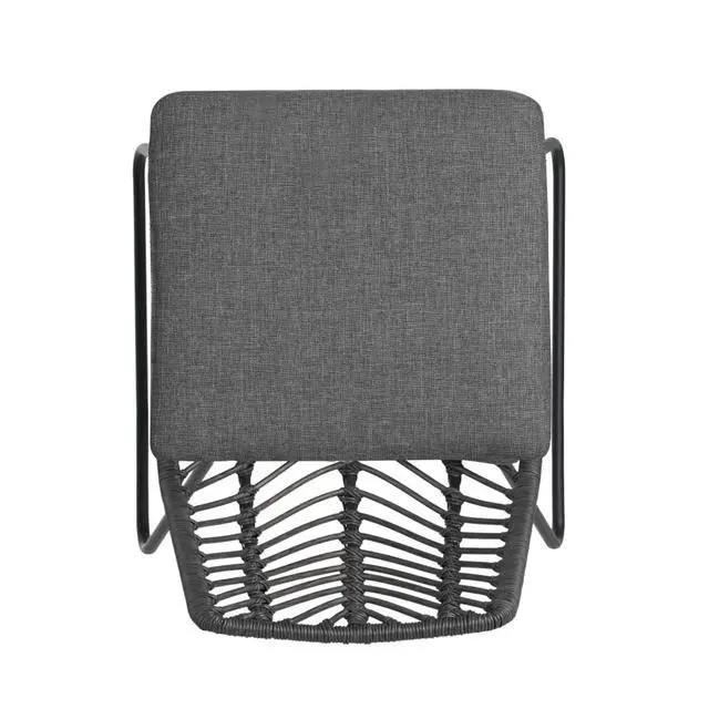 Alt view image 6 of 7 - Industrial Chic Grey Patio Dining Chairs w/Woven PE Rattan Backrest & Seat for Garden, Modern Outdoor Seating Chairs w/Iron Frame & Water Repellent Cushion for Porch, Deck, Set of 2