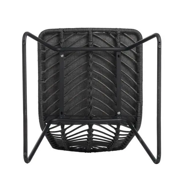 Alt view image 7 of 7 - Industrial Chic Grey Patio Dining Chairs w/Woven PE Rattan Backrest & Seat for Garden, Modern Outdoor Seating Chairs w/Iron Frame & Water Repellent Cushion for Porch, Deck, Set of 2