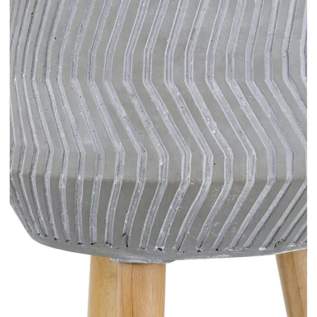 Alt view image 5 of 7 - Planter Set with Wooden Legs and Rope Texture for Backyard, Living Room, Lawn, Outdoor Flower Pot Set with Classic Design for Growing Flowers, Herbs, Plants (Grey+Brown + Cement +Wood)
