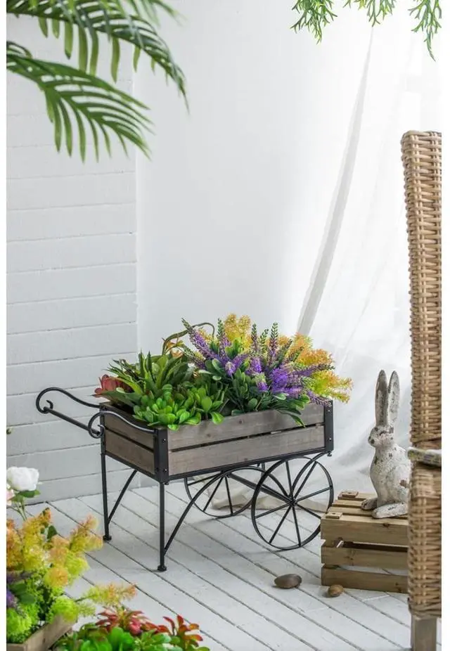 Main image of Planter Set with Wooden Legs and Rope Texture for Backyard, Living Room, Lawn, Outdoor Flower Pot Set with Classic Design for Growing Flowers, Herbs, Plants (Brown + Black + Metal & Wood)