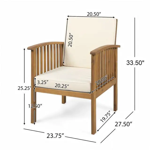 Alt view image 2 of 7 - Elegant Acacia Wood Outdoor Dining Chairs w/High Backrest & Armrests for Garden, Modern Patio Accent Armchairs w/Solid Wood Frame & Removable Cushions for Porch, Balcony, Set of 2 (Beige)
