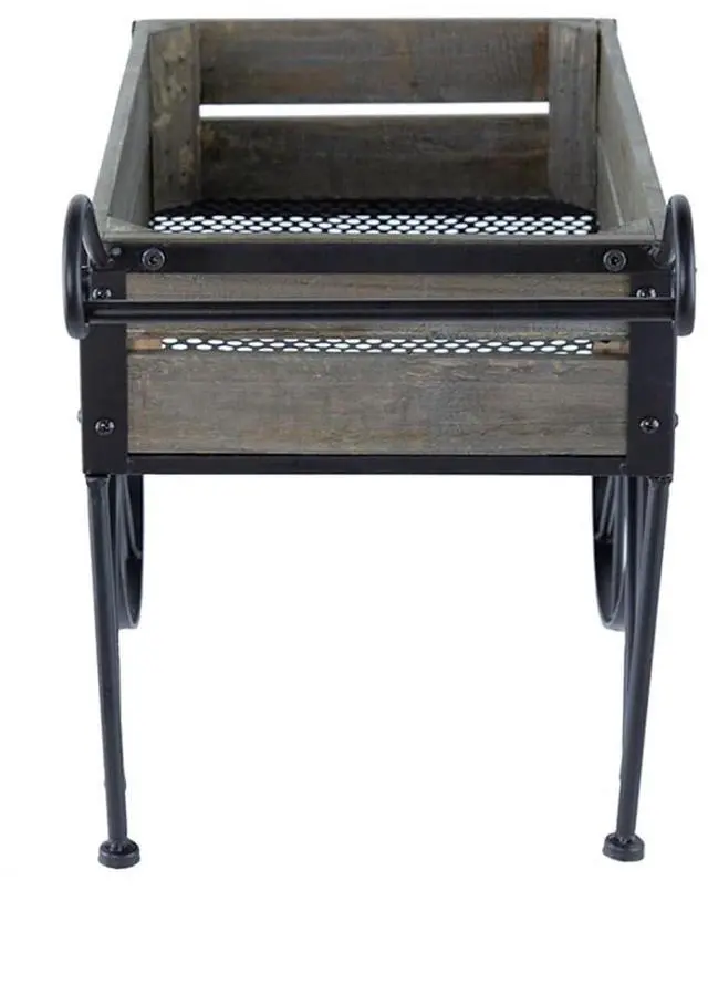 Alt view image 4 of 7 - Planter Set with Wooden Legs and Rope Texture for Backyard, Living Room, Lawn, Outdoor Flower Pot Set with Classic Design for Growing Flowers, Herbs, Plants (Brown + Black + Metal & Wood)