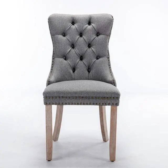 Alt view image 3 of 7 - Modern Luxury Design Kitchen Dining Chairs, Stable Solid Wood Frame, Comfortable Linen Cushioned Chairs, Warm and Relaxing Atmosphere,Suitable for Dining Rooms,Set of 2 (Gray + Set of 2)