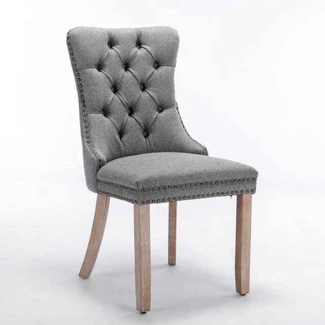 Alt view image 4 of 7 - Modern Luxury Design Kitchen Dining Chairs, Stable Solid Wood Frame, Comfortable Linen Cushioned Chairs, Warm and Relaxing Atmosphere,Suitable for Dining Rooms,Set of 2 (Gray + Set of 2)
