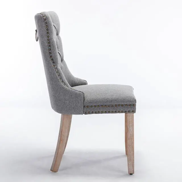 Alt view image 5 of 7 - Modern Luxury Design Kitchen Dining Chairs, Stable Solid Wood Frame, Comfortable Linen Cushioned Chairs, Warm and Relaxing Atmosphere,Suitable for Dining Rooms,Set of 2 (Gray + Set of 2)