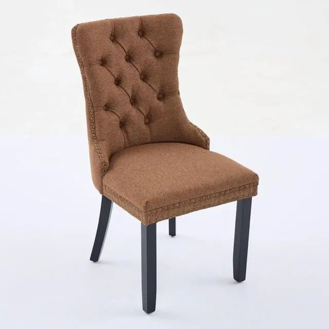Alt view image 5 of 7 - Modern Luxury Design Kitchen Dining Chairs, Stable Solid Wood Frame, Comfortable Linen Cushioned Chairs, Warm and Relaxing Atmosphere,Suitable for Dining Rooms,Set of 2 (Coffee + Set of 2)