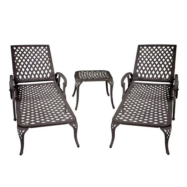 Alt view image 6 of 7 - Durable Cast Aluminum Patio Sunbed Lounge Chair w/Adjustable Backrest for Garden, All Weather Outdoor Chaise Lounge w/Sturdy Metal Frame & Wheels for Poolside, Porch, Deck (Bronze)
