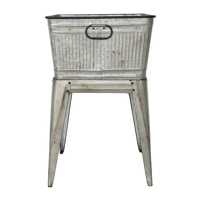 Alt view image 2 of 7 - Planter Set with Wooden Legs and Rope Texture for Backyard, Living Room, Lawn, Outdoor Flower Pot Set with Classic Design for Growing Flowers, Herbs, Plants (Silver Grey + Iron-1)