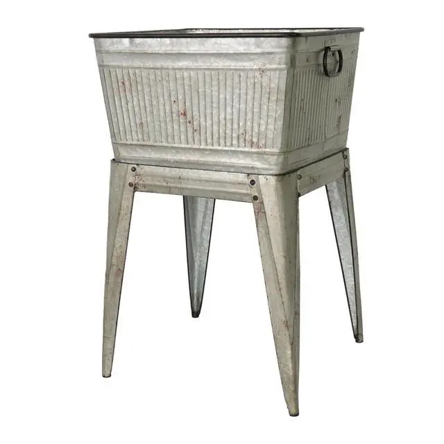 Alt view image 3 of 7 - Planter Set with Wooden Legs and Rope Texture for Backyard, Living Room, Lawn, Outdoor Flower Pot Set with Classic Design for Growing Flowers, Herbs, Plants (Silver Grey + Iron-1)