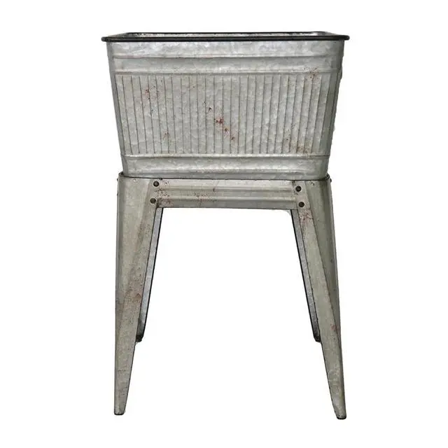 Alt view image 4 of 7 - Planter Set with Wooden Legs and Rope Texture for Backyard, Living Room, Lawn, Outdoor Flower Pot Set with Classic Design for Growing Flowers, Herbs, Plants (Silver Grey + Iron-1)