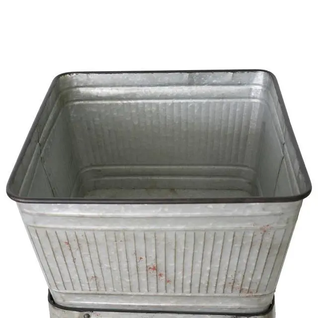 Alt view image 5 of 7 - Planter Set with Wooden Legs and Rope Texture for Backyard, Living Room, Lawn, Outdoor Flower Pot Set with Classic Design for Growing Flowers, Herbs, Plants (Silver Grey + Iron-1)