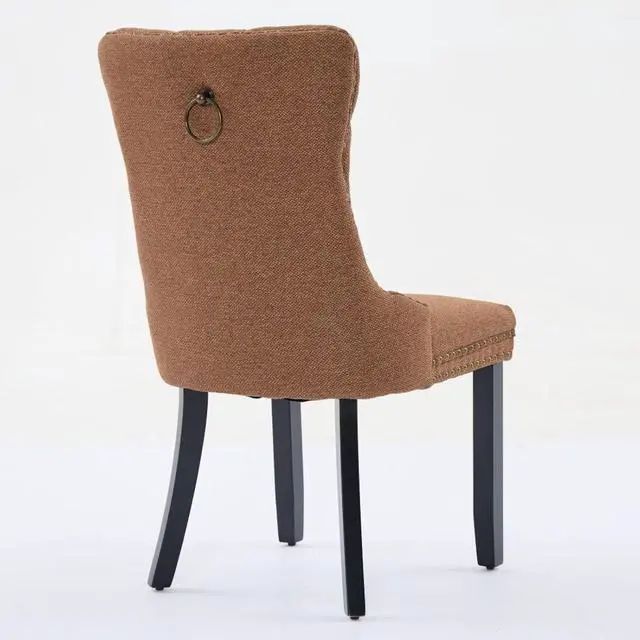 Alt view image 7 of 7 - Modern Luxury Design Kitchen Dining Chairs, Stable Solid Wood Frame, Comfortable Linen Cushioned Chairs, Warm and Relaxing Atmosphere,Suitable for Dining Rooms,Set of 2 (Coffee + Set of 2)