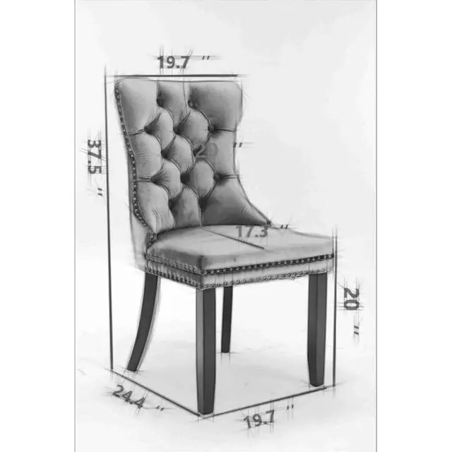 Alt view image 2 of 7 - Dining Chairs Set of 2,Comfortable Upholstered Kitchen Chairs Button Tufted Dinner Chair w/High Backrest &Solid Wood Legs for Dining Room,Armless Leisure Chair w/Padded Seat for Living Room (Blue)