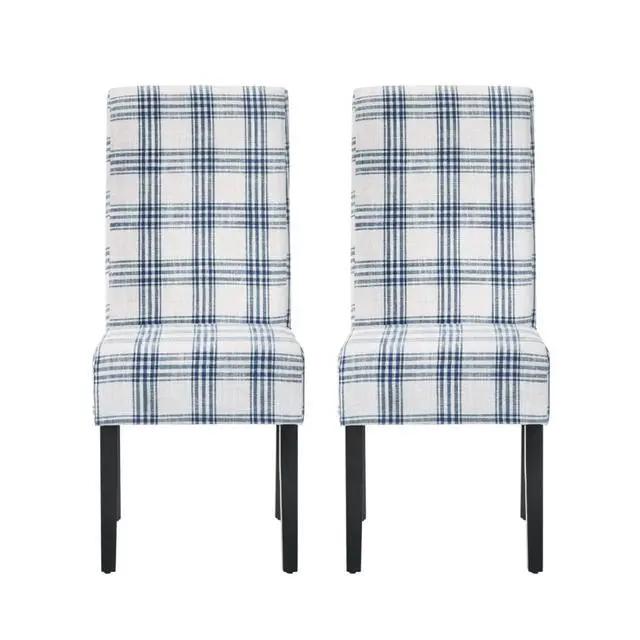 Alt view image 3 of 7 - Modern Pastoral Style Fabric Dining Chair, Stable Rubber Wooden Chair Legs, Stylish and Elegant Chair, Presenting Natural Textures, Suitable for Dining Rooms,Set of 2 (Blue + Set of 2)