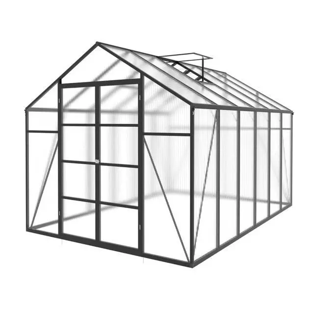 Alt view image 7 of 7 - Greenhouse with Aluminium Alloy Frame and High Headroom for Growing Plants, Flowers, Outdoor Plant Green Houses with Drainage Gutter System and Double Door Design for Backyard