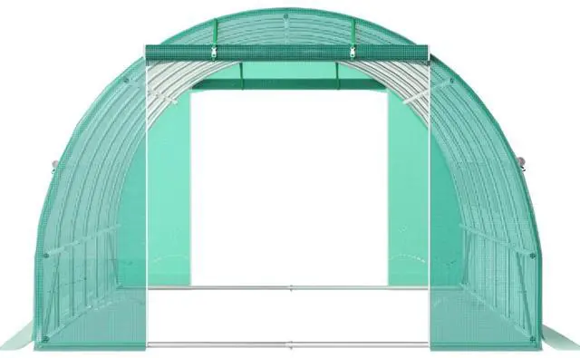 Main image of Walk-in Tunnel Greenhouse with 2 Zippered Doors & 12 Roll-up Windows for Backyard, Lawn, Outdoor Plant Tent with Galvanized Steel Hoops and 3 Top Beams for Growing Plants, Flowers