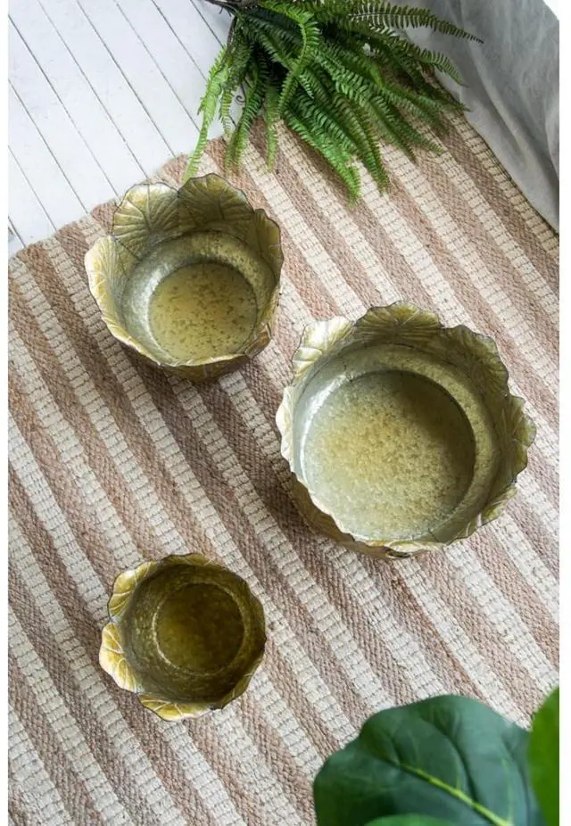 Alt view image 6 of 7 - Cement Planters Sets with Drainage Holes and Classic Design for Backyard, Living Room,Outdoor Flower Pots with Sturdy Construction for Growing Succulents, Plants (Antique Yellow + zinc-1)