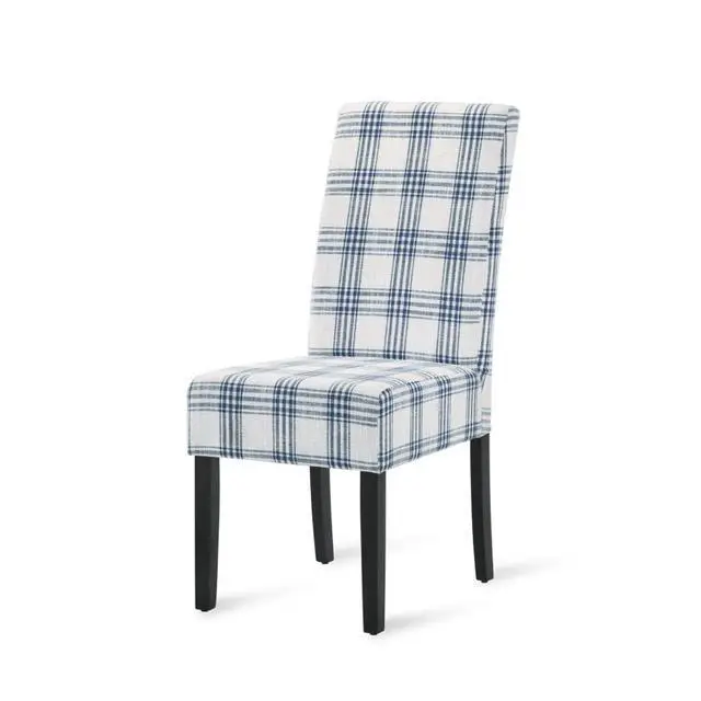 Alt view image 7 of 7 - Modern Pastoral Style Fabric Dining Chair, Stable Rubber Wooden Chair Legs, Stylish and Elegant Chair, Presenting Natural Textures, Suitable for Dining Rooms,Set of 2 (Blue + Set of 2)