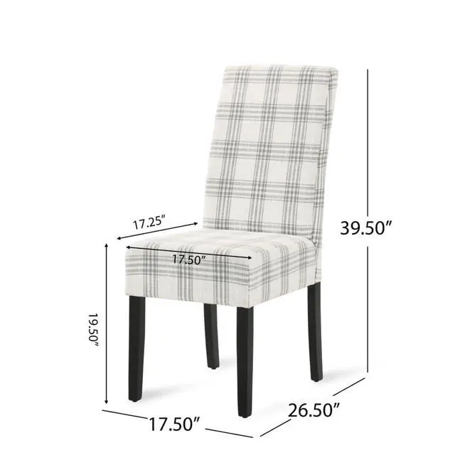 Alt view image 2 of 7 - Modern Pastoral Style Fabric Dining Chair, Stable Rubber Wooden Chair Legs, Stylish and Elegant Chair, Presenting Natural Textures, Suitable for Dining Rooms,Set of 2 (Grey Plaid + Set of 2)