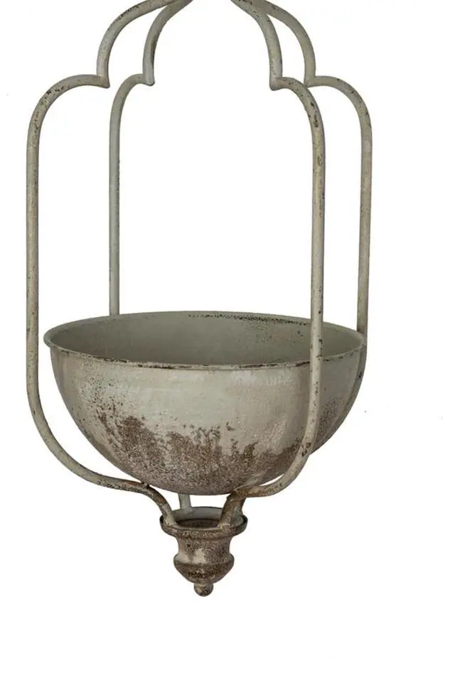 Alt view image 4 of 7 - Cement Planters Sets with Drainage Holes and Classic Design for Backyard, Living Room,Outdoor Flower Pots with Sturdy Construction for Growing Succulents, Plants (Rustic White + Iron)