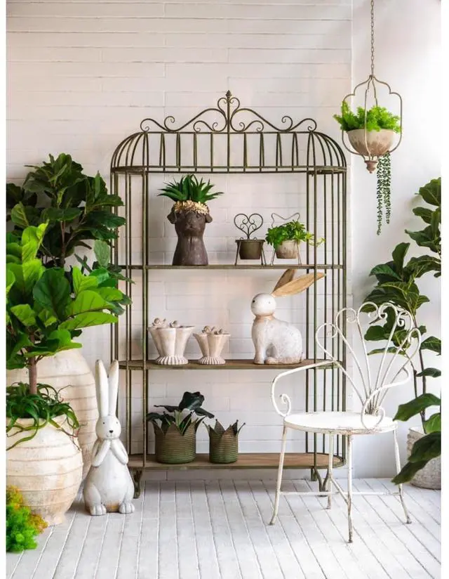 Alt view image 7 of 7 - Cement Planters Sets with Drainage Holes and Classic Design for Backyard, Living Room,Outdoor Flower Pots with Sturdy Construction for Growing Succulents, Plants (Rustic White + Iron)