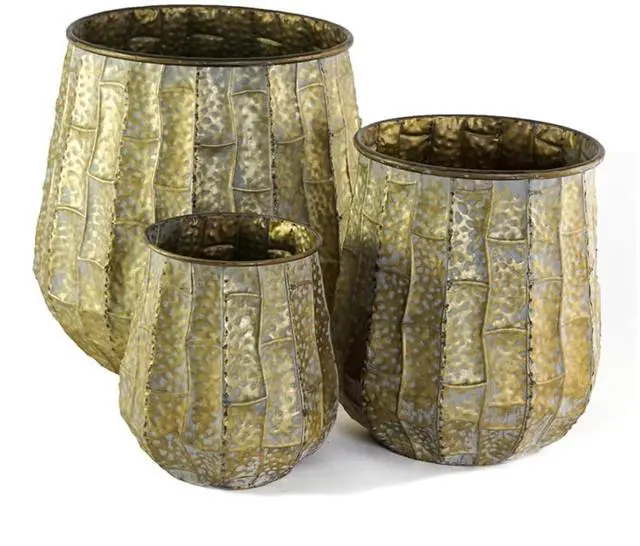 Alt view image 2 of 7 - Cement Planters Sets with Drainage Holes and Classic Design for Backyard, Living Room,Outdoor Flower Pots with Sturdy Construction for Growing Succulents, Plants (Antique Yellow + zinc-2)