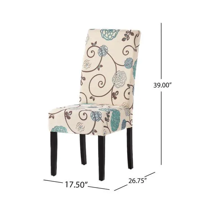 Alt view image 2 of 7 - Modern Pastoral Style Fabric Dining Chair, Stable Rubber Wooden Chair Legs, Stylish and Elegant Chair, Presenting Natural Textures, Suitable for Dining Rooms,Set of 2 (White + Set of 2)