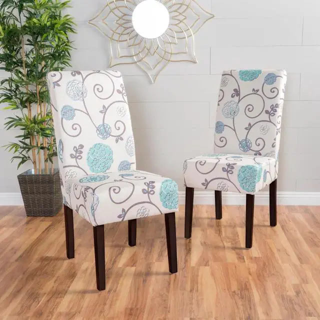 Alt view image 3 of 7 - Modern Pastoral Style Fabric Dining Chair, Stable Rubber Wooden Chair Legs, Stylish and Elegant Chair, Presenting Natural Textures, Suitable for Dining Rooms,Set of 2 (White + Set of 2)