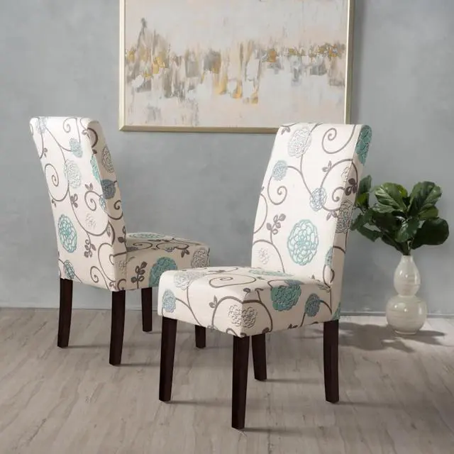 Alt view image 4 of 7 - Modern Pastoral Style Fabric Dining Chair, Stable Rubber Wooden Chair Legs, Stylish and Elegant Chair, Presenting Natural Textures, Suitable for Dining Rooms,Set of 2 (White + Set of 2)