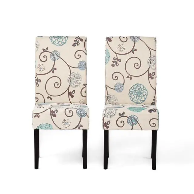 Alt view image 5 of 7 - Modern Pastoral Style Fabric Dining Chair, Stable Rubber Wooden Chair Legs, Stylish and Elegant Chair, Presenting Natural Textures, Suitable for Dining Rooms,Set of 2 (White + Set of 2)