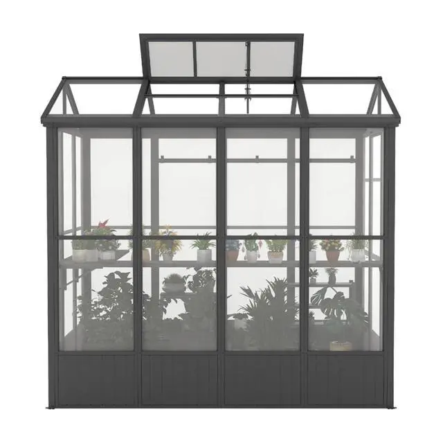 Alt view image 2 of 7 - Aluminum Heavy Duty Greenhouse with Fully Auto Temperature Control Vent for Backyard, Lawn, Outdoor Green Houses with 5 Movable Hooks for Growing Flowers, Plants (6.5x8FT)