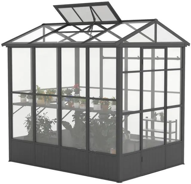 Main image of Aluminum Heavy Duty Greenhouse with Fully Auto Temperature Control Vent for Backyard, Lawn, Outdoor Green Houses with 5 Movable Hooks for Growing Flowers, Plants (6.5x8FT)