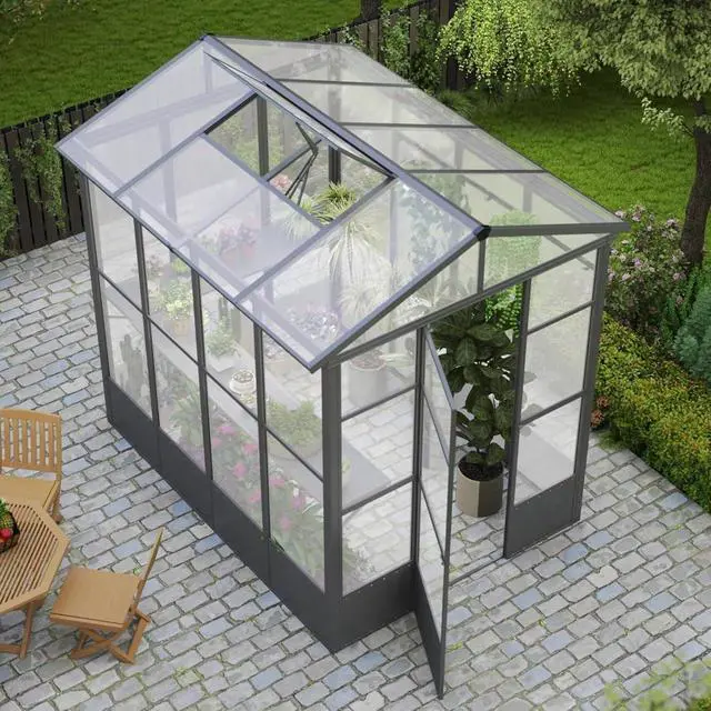 Alt view image 3 of 7 - Aluminum Heavy Duty Greenhouse with Fully Auto Temperature Control Vent for Backyard, Lawn, Outdoor Green Houses with 5 Movable Hooks for Growing Flowers, Plants (6.5x8FT)