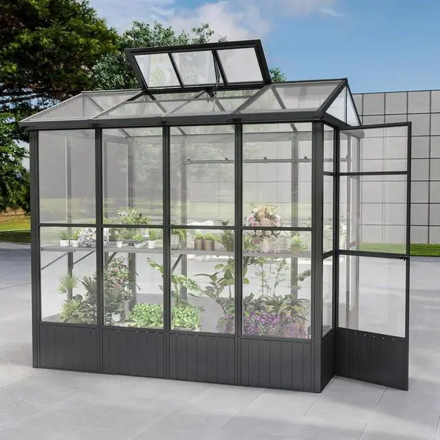 Alt view image 4 of 7 - Aluminum Heavy Duty Greenhouse with Fully Auto Temperature Control Vent for Backyard, Lawn, Outdoor Green Houses with 5 Movable Hooks for Growing Flowers, Plants (6.5x8FT)