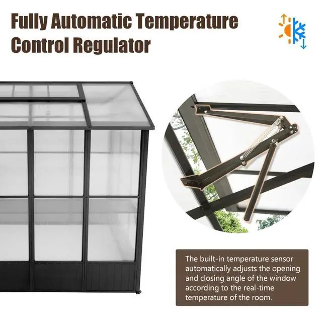 Alt view image 6 of 7 - Aluminum Heavy Duty Greenhouse with Fully Auto Temperature Control Vent for Backyard, Lawn, Outdoor Green Houses with 5 Movable Hooks for Growing Flowers, Plants (6.5x8FT)