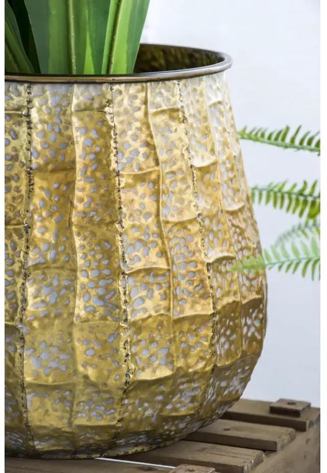 Alt view image 6 of 7 - Cement Planters Sets with Drainage Holes and Classic Design for Backyard, Living Room,Outdoor Flower Pots with Sturdy Construction for Growing Succulents, Plants (Antique Yellow + zinc-2)