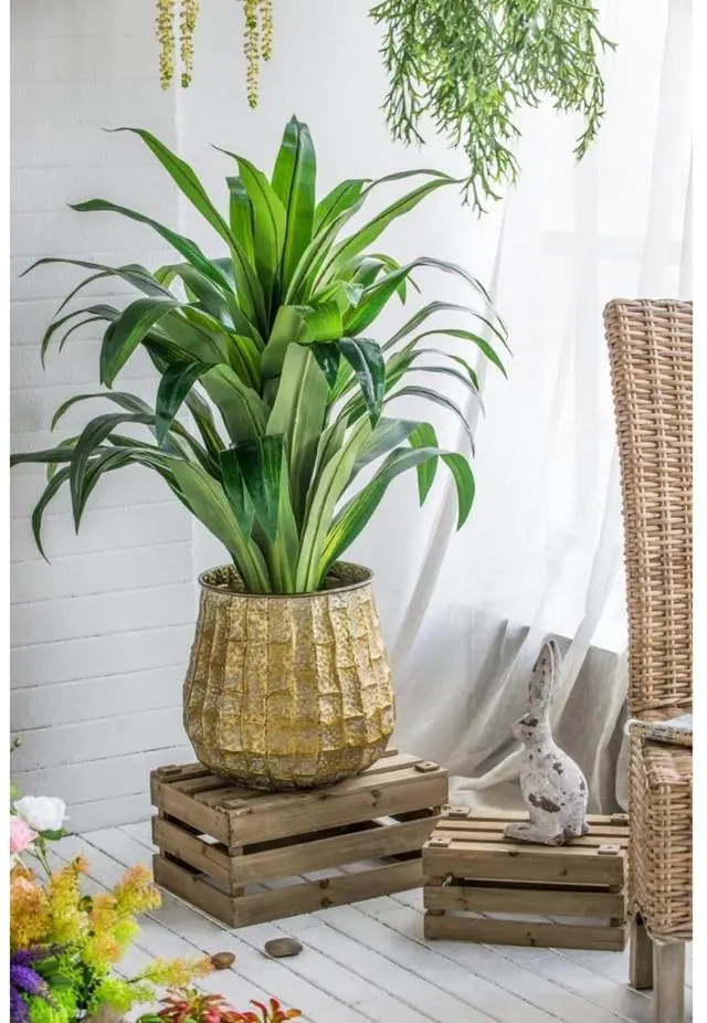 Alt view image 7 of 7 - Cement Planters Sets with Drainage Holes and Classic Design for Backyard, Living Room,Outdoor Flower Pots with Sturdy Construction for Growing Succulents, Plants (Antique Yellow + zinc-2)