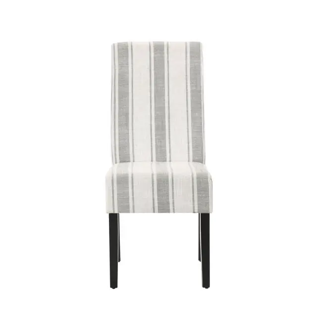 Alt view image 6 of 7 - Modern Pastoral Style Fabric Dining Chair, Stable Rubber Wooden Chair Legs, Stylish and Elegant Chair, Presenting Natural Textures, Suitable for Dining Rooms,Set of 2 (Grey Stripe + Set of 2)