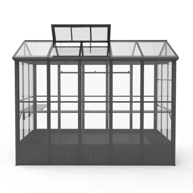 Alt view image 2 of 7 - Aluminum Heavy Duty Greenhouse with Fully Auto Temperature Control Vent for Backyard, Lawn, Outdoor Green Houses with 5 Movable Hooks for Growing Flowers, Plants (8x10FT)