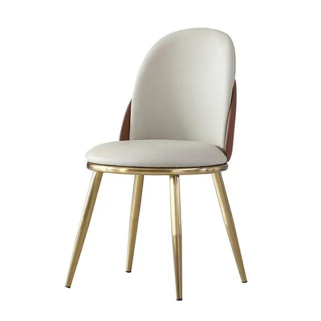 Alt view image 6 of 7 - Classic Minimalist Design Kitchen Dining Chair, Stable and Sturdy Metal Legs, Curved Design, PU Leather Soft Cushion Chair,Suitable for Dining Rooms,Set of 2 (Beige+Brown+Set of 2)